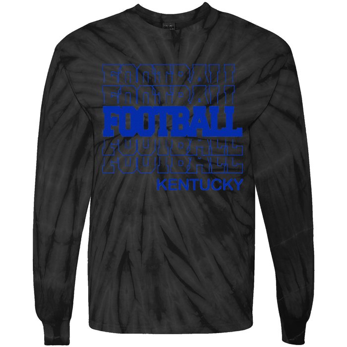 Football Kentucky In Modern Stacked Lettering Tie-Dye Long Sleeve Shirt