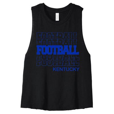 Football Kentucky In Modern Stacked Lettering Women's Racerback Cropped Tank