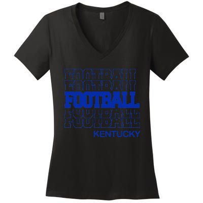 Football Kentucky In Modern Stacked Lettering Women's V-Neck T-Shirt