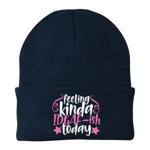 Feeling Kinda idgaf-ish Today Funny Pink Sarcasm Girl Knit Cap Winter Beanie