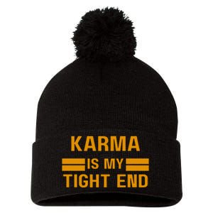 Funny Karma Is My Tight End Pom Pom 12in Knit Beanie