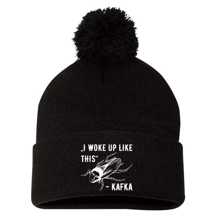 Franz Kafka I Woke Up Like This Vermin Transformation Pom Pom 12in Knit Beanie