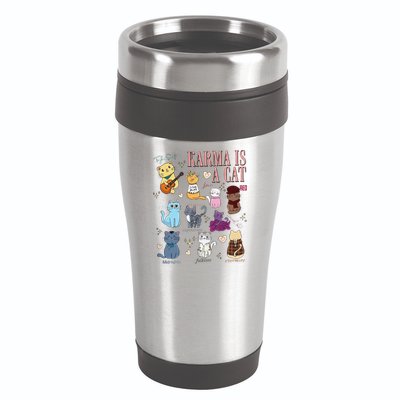 Funny Karma Is A Cat Funny Cat Music Concert Gift For Christmas Gifts Music Co 16oz Travel Tumbler