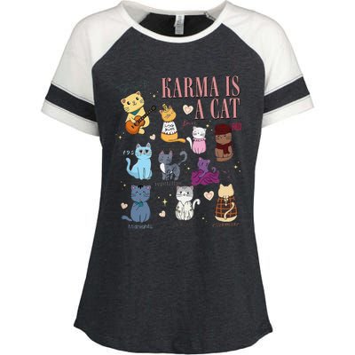 Funny Karma Is A Cat Funny Cat Music Concert Gift For Christmas Gifts Music Co Enza Ladies Jersey Colorblock Tee