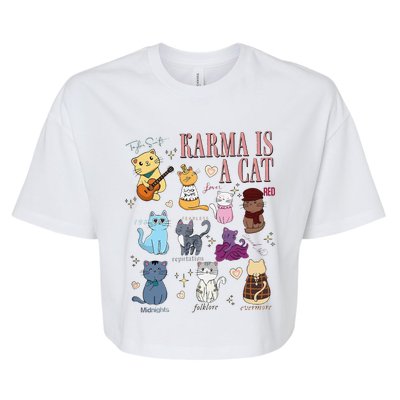 Funny Karma Is A Cat Funny Cat Music Concert Gift For Christmas Gifts Music Co Bella+Canvas Jersey Crop Tee