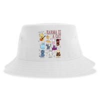 Funny Karma Is A Cat Funny Cat Music Concert Gift For Christmas Gifts Music Co Sustainable Bucket Hat