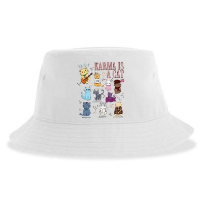 Funny Karma Is A Cat Funny Cat Music Concert Gift For Christmas Gifts Music Co Sustainable Bucket Hat