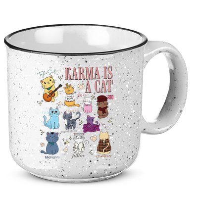 Funny Karma Is A Cat Funny Cat Music Concert Gift For Christmas Gifts Music Co 15oz Campfire Ceramic Mug