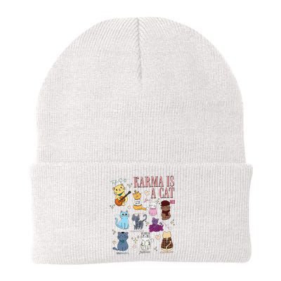 Funny Karma Is A Cat Funny Cat Music Concert Gift For Christmas Gifts Music Co Knit Cap Winter Beanie