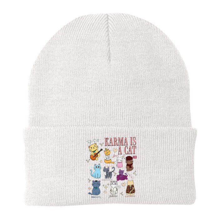 Funny Karma Is A Cat Funny Cat Music Concert Gift For Christmas Gifts Music Co Knit Cap Winter Beanie