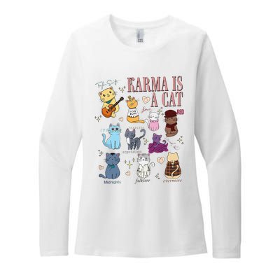 Funny Karma Is A Cat Funny Cat Music Concert Gift For Christmas Gifts Music Co Womens CVC Long Sleeve Shirt