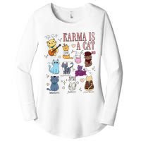 Funny Karma Is A Cat Funny Cat Music Concert Gift For Christmas Gifts Music Co Women's Perfect Tri Tunic Long Sleeve Shirt