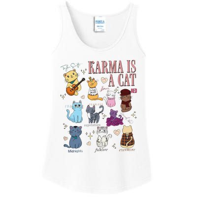 Funny Karma Is A Cat Funny Cat Music Concert Gift For Christmas Gifts Music Co Ladies Essential Tank