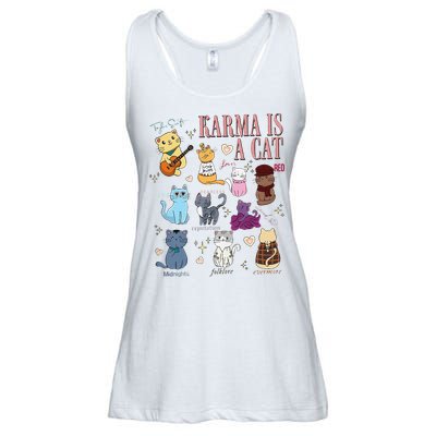 Funny Karma Is A Cat Funny Cat Music Concert Gift For Christmas Gifts Music Co Ladies Essential Flowy Tank