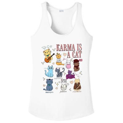 Funny Karma Is A Cat Funny Cat Music Concert Gift For Christmas Gifts Music Co Ladies PosiCharge Competitor Racerback Tank