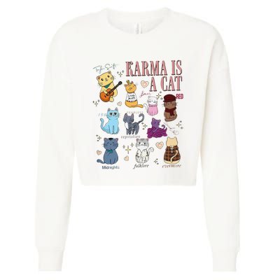 Funny Karma Is A Cat Funny Cat Music Concert Gift For Christmas Gifts Music Co Cropped Pullover Crew