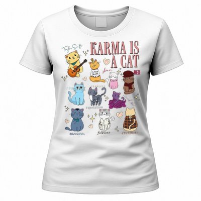 Funny Karma Is A Cat Funny Cat Music Concert Gift For Christmas Gifts Music Co Women's T-Shirt