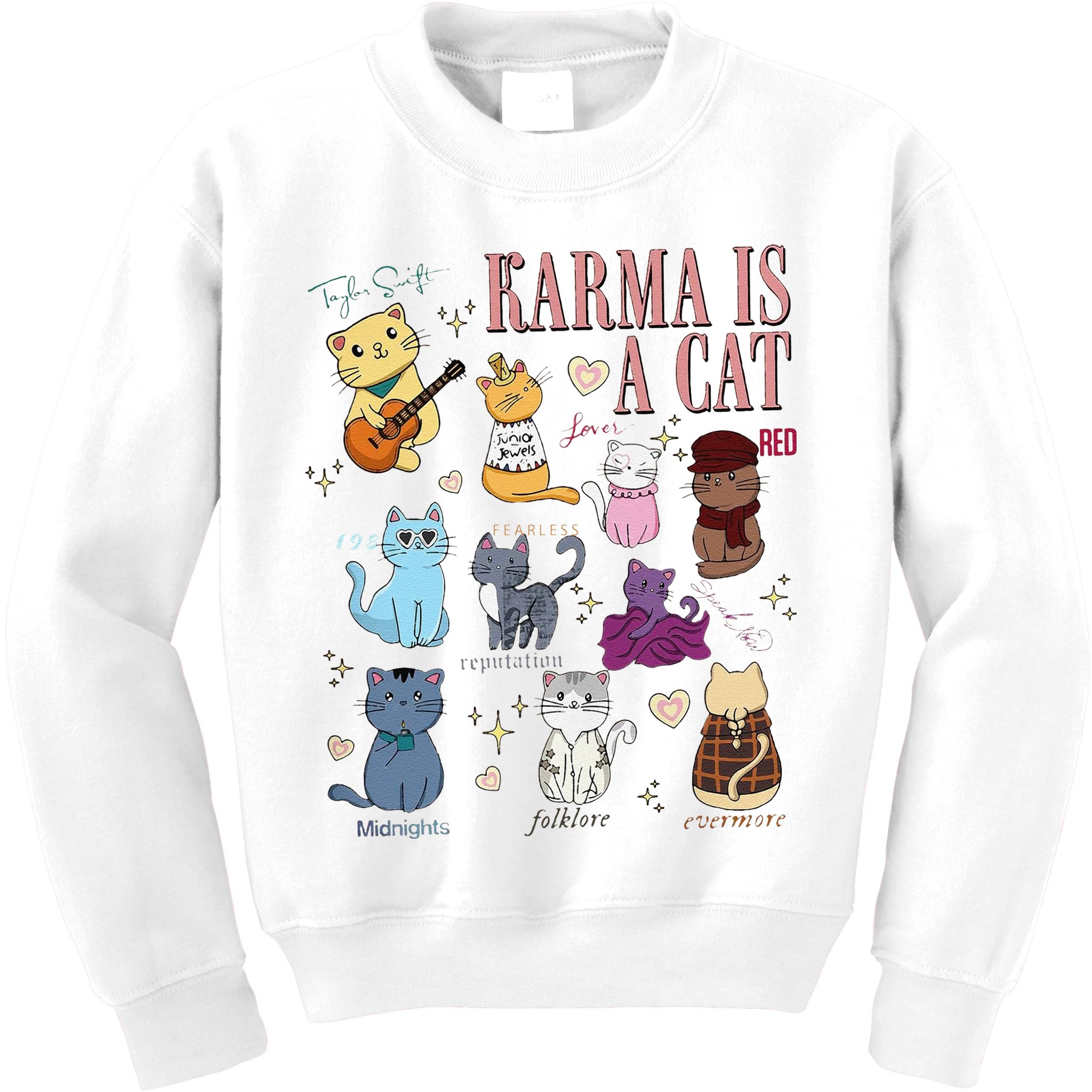 Funny Karma Is A Cat Funny Cat Music Concert Gift For Christmas Gifts Music Co Kids Sweatshirt