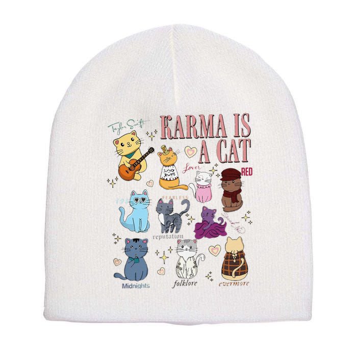 Funny Karma Is A Cat Funny Cat Music Concert Gift For Christmas Gifts Music Co Short Acrylic Beanie