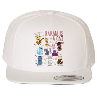 Funny Karma Is A Cat Funny Cat Music Concert Gift For Christmas Gifts Music Co Wool Snapback Cap