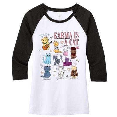 Funny Karma Is A Cat Funny Cat Music Concert Gift For Christmas Gifts Music Co Women's Tri-Blend 3/4-Sleeve Raglan Shirt