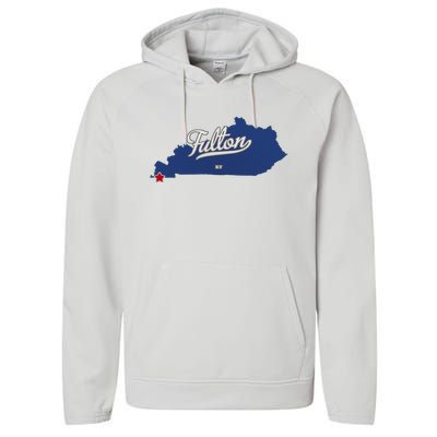 Fulton Kentucky Ky Map Performance Fleece Hoodie