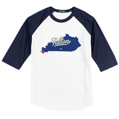 Fulton Kentucky Ky Map Baseball Sleeve Shirt