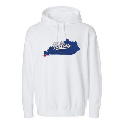 Fulton Kentucky Ky Map Garment-Dyed Fleece Hoodie