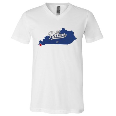 Fulton Kentucky Ky Map V-Neck T-Shirt