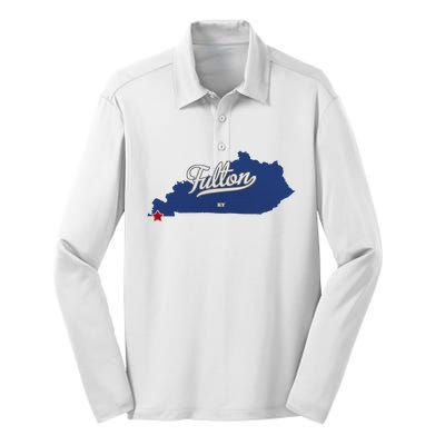 Fulton Kentucky Ky Map Silk Touch Performance Long Sleeve Polo