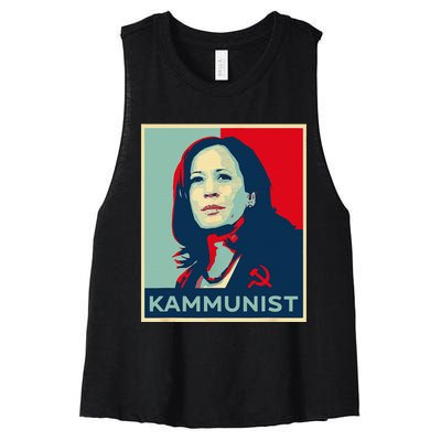 Funny Kammunist Kamala Harris 2024 Kamunism Communist Women's Racerback Cropped Tank