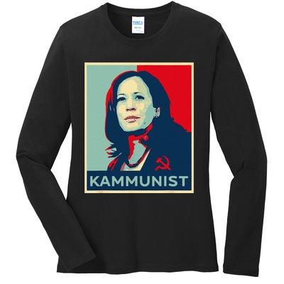 Funny Kammunist Kamala Harris 2024 Kamunism Communist Ladies Long Sleeve Shirt