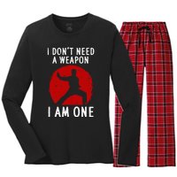 Funny Karate Karate Black Belt Martial Arts Women's Long Sleeve Flannel Pajama Set 