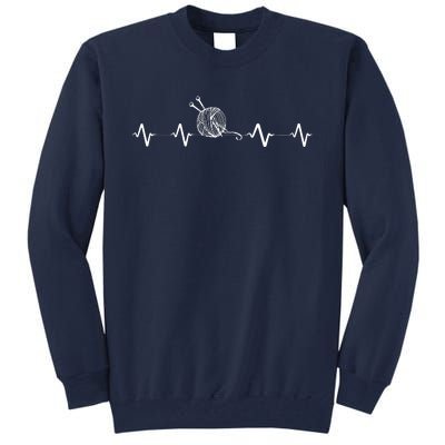 Funny Knitting Knitter Yarn Heartbeat Tall Sweatshirt