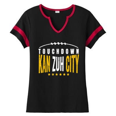 Fanatic KC Kansas City Touchdown KanzuhCity Red Kc TD Zone Ladies Halftime Notch Neck Tee