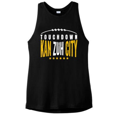 Fanatic KC Kansas City Touchdown KanzuhCity Red Kc TD Zone Ladies PosiCharge Tri-Blend Wicking Tank