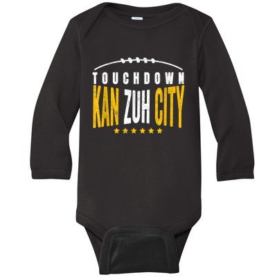 Fanatic KC Kansas City Touchdown KanzuhCity Red Kc TD Zone Baby Long Sleeve Bodysuit