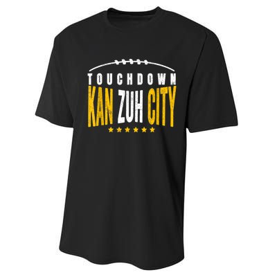 Fanatic KC Kansas City Touchdown KanzuhCity Red Kc TD Zone Performance Sprint T-Shirt