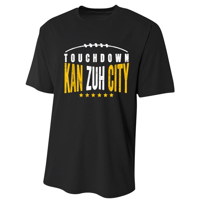 Fanatic KC Kansas City Touchdown KanzuhCity Red Kc TD Zone Performance Sprint T-Shirt