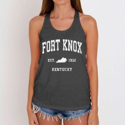 Fort Knox Kentucky Ky Vintage Athletic Women's Knotted Racerback Tank