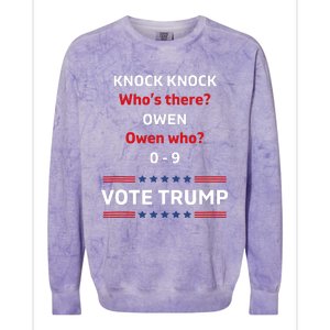 Funny Knock Knock Whos There Pro Trump 2024 Election Vote Tank Top Colorblast Crewneck Sweatshirt