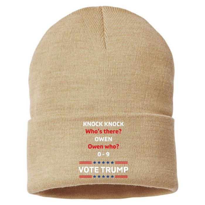 Funny Knock Knock Whos There Pro Trump 2024 Election Vote Tank Top Sustainable Knit Beanie