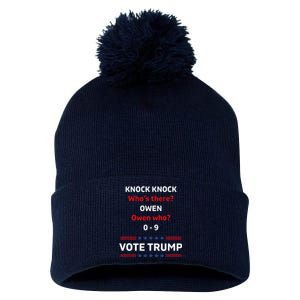 Funny Knock Knock Whos There Pro Trump 2024 Election Vote Tank Top Pom Pom 12in Knit Beanie