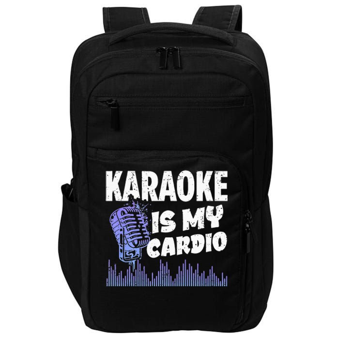 Funny Karaoke Legend Music My Cardio Vintage Microphone Impact Tech Backpack