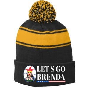 Funny Kamala Lets Go Brenda Laughin Harris Stripe Pom Pom Beanie