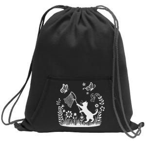 Flower Kitten Lover Butterfly Catching Net Floral Cat Sweatshirt Cinch Pack Bag