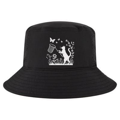 Flower Kitten Lover Butterfly Catching Net Floral Cat Cool Comfort Performance Bucket Hat
