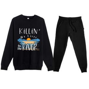 Funny Killing My Liver On The River Items Premium Crewneck Sweatsuit Set