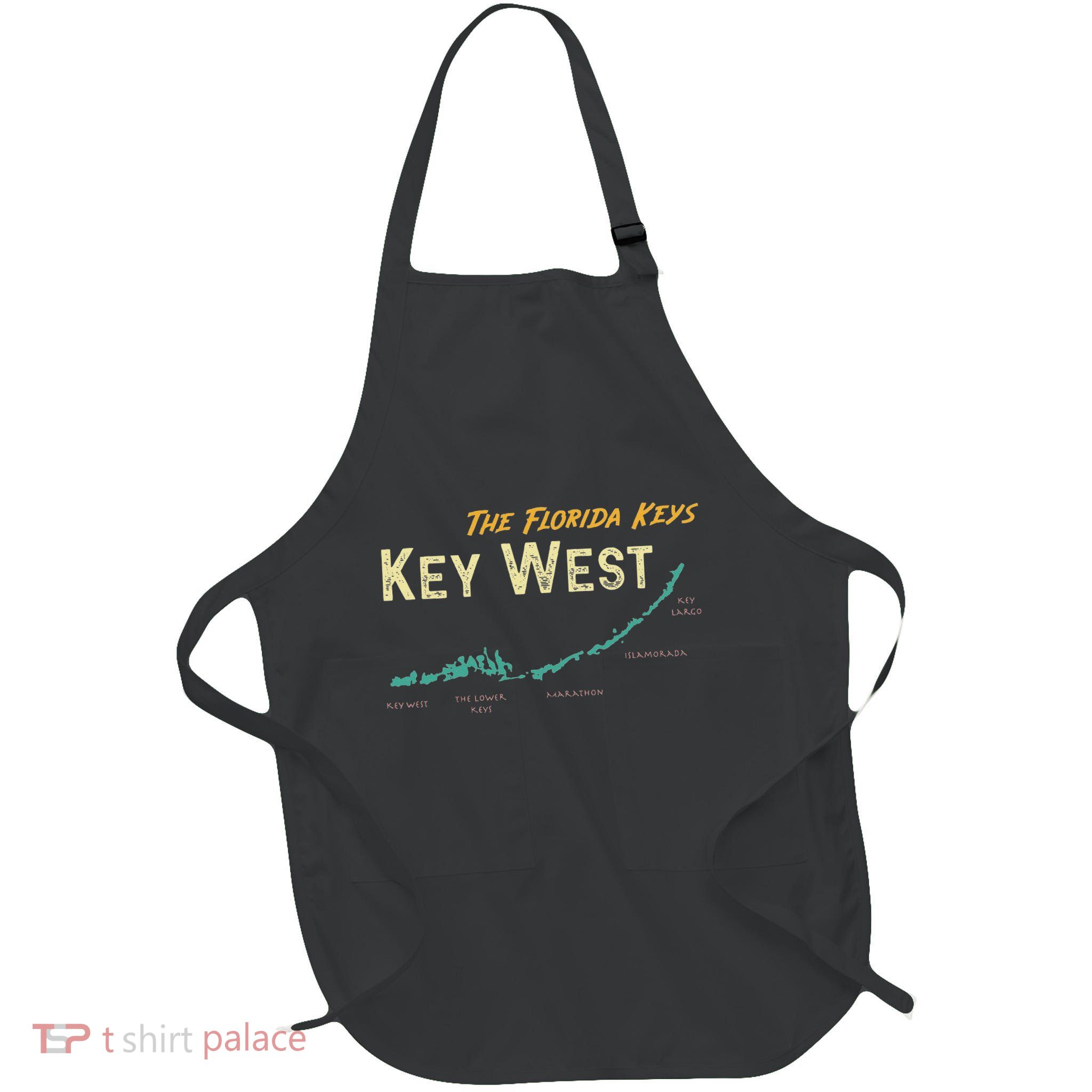 Florida Keys Map Key West Full-Length Apron With Pockets