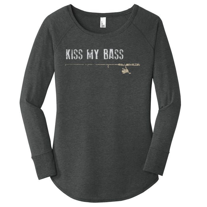 Fishing Kiss My Bass Fish FatherS Day Gift Women's Perfect Tri Tunic Long Sleeve Shirt